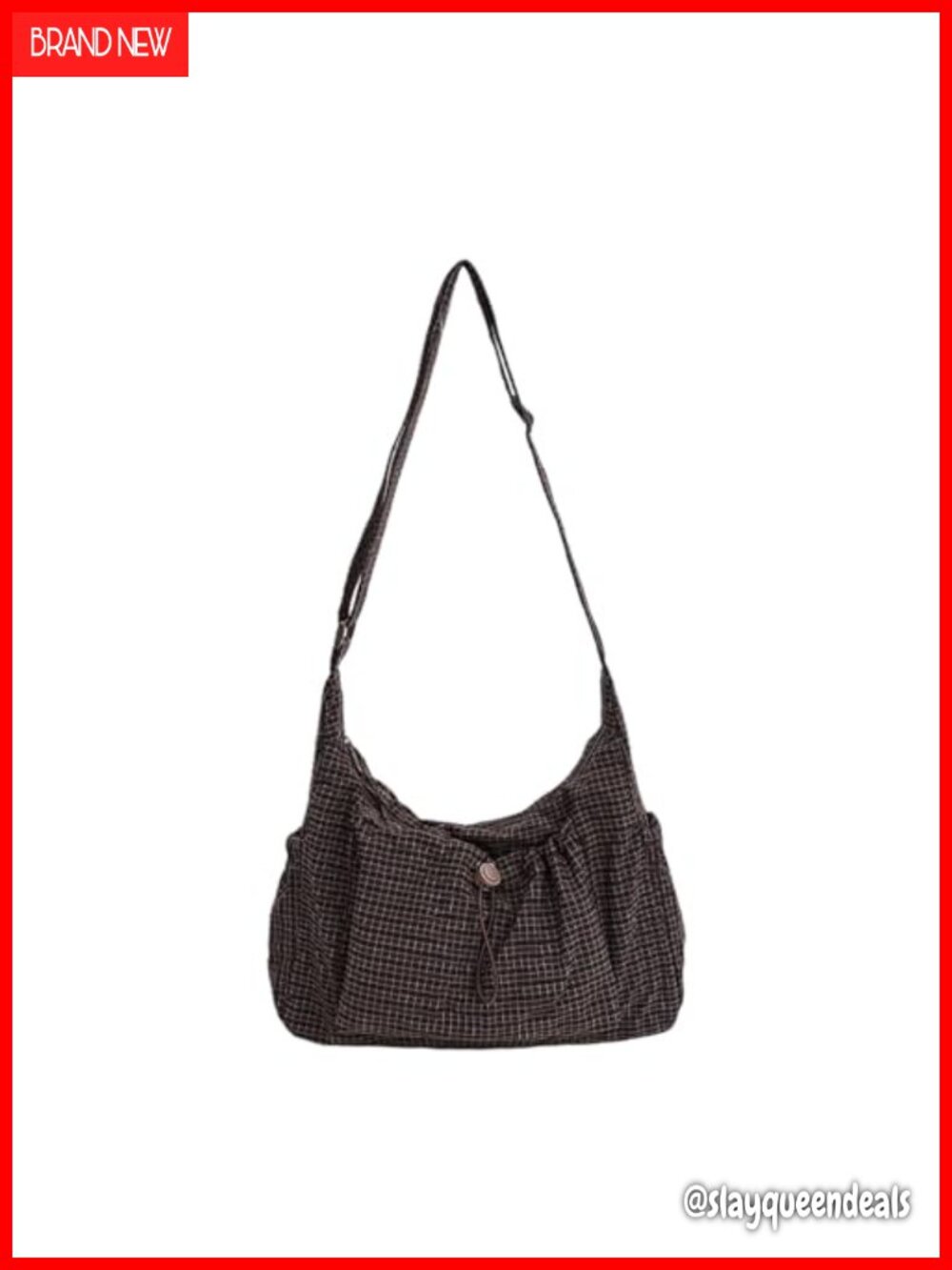 Checkered Nylon Hobo Bag Lightweight Plaid Crossbody Shoulder Handbag